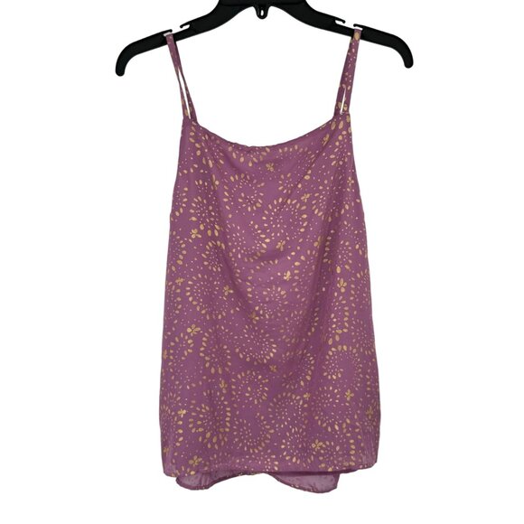 LOFT Womens Purple sleeveless Ruffle Tank Top blouse Size Medium gold - Picture 6 of 9